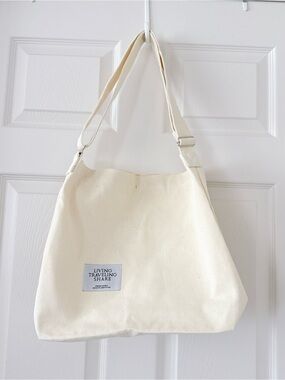 Canvas Hobo Shoulder Bag | Adjustable Strap Cream Tote | Minimalist Everyday Bag